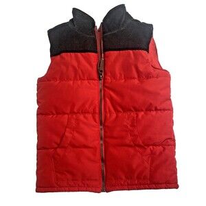 Carters Boys Puffy Zip-Up Red / Black Corduroy Winter Outerwear Vest -Size 7